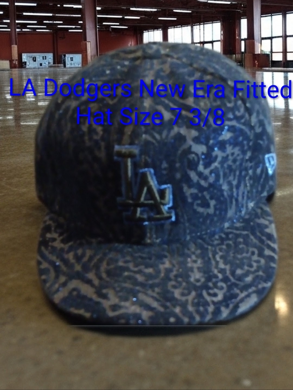 LA Dodgers New Era Navy & Blue Fitted Hat Size 7 3/8